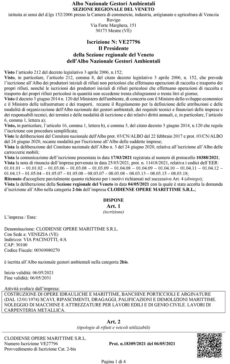 Albo Nazionale Gestori Ambientali Categoria 2 bis