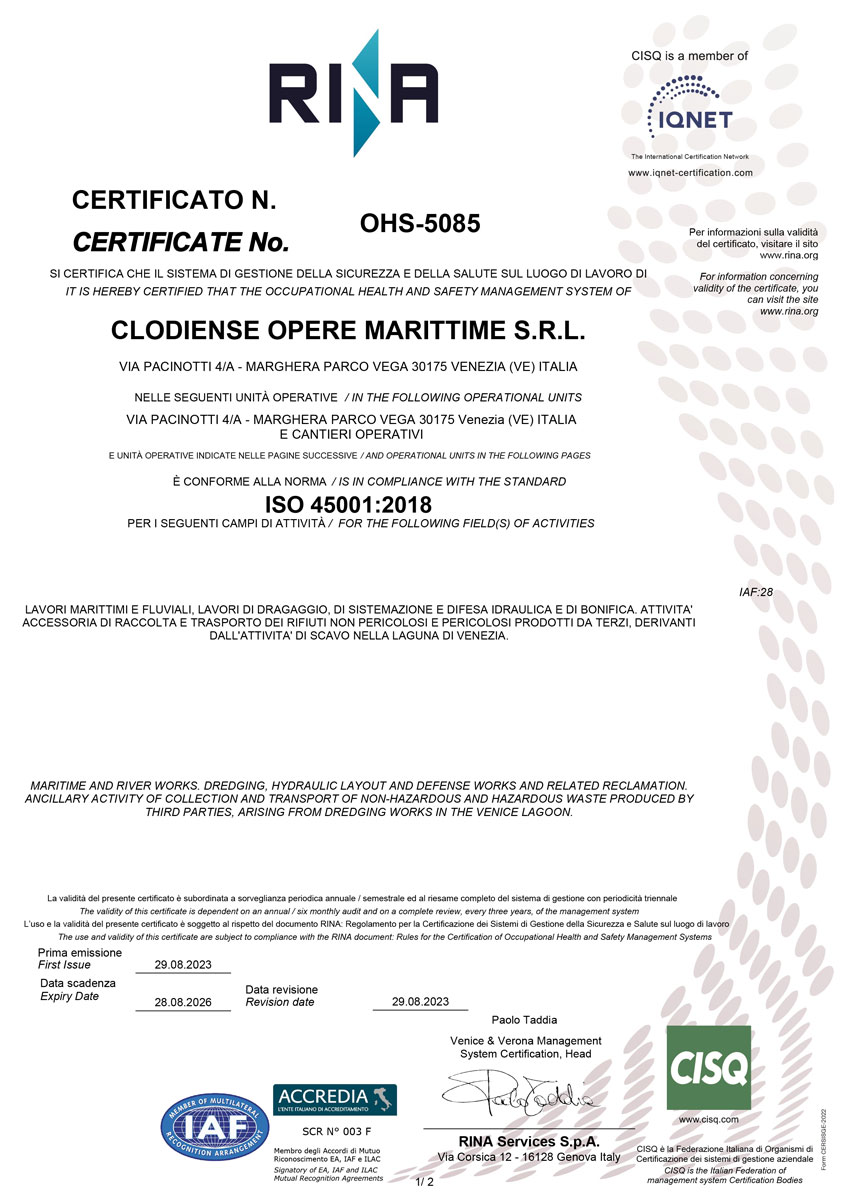 Certificato ISO 45001