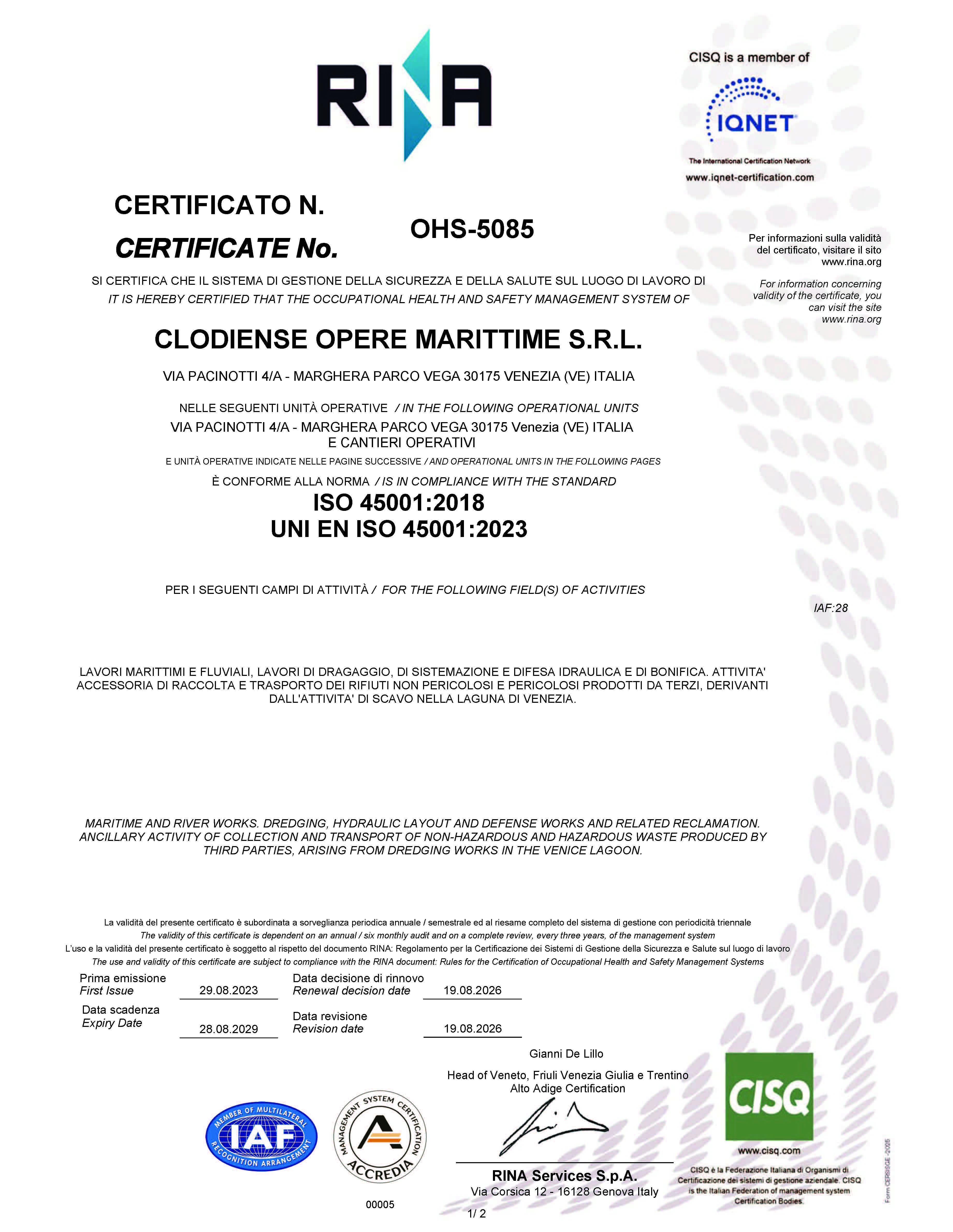 Certificat ISO 45001